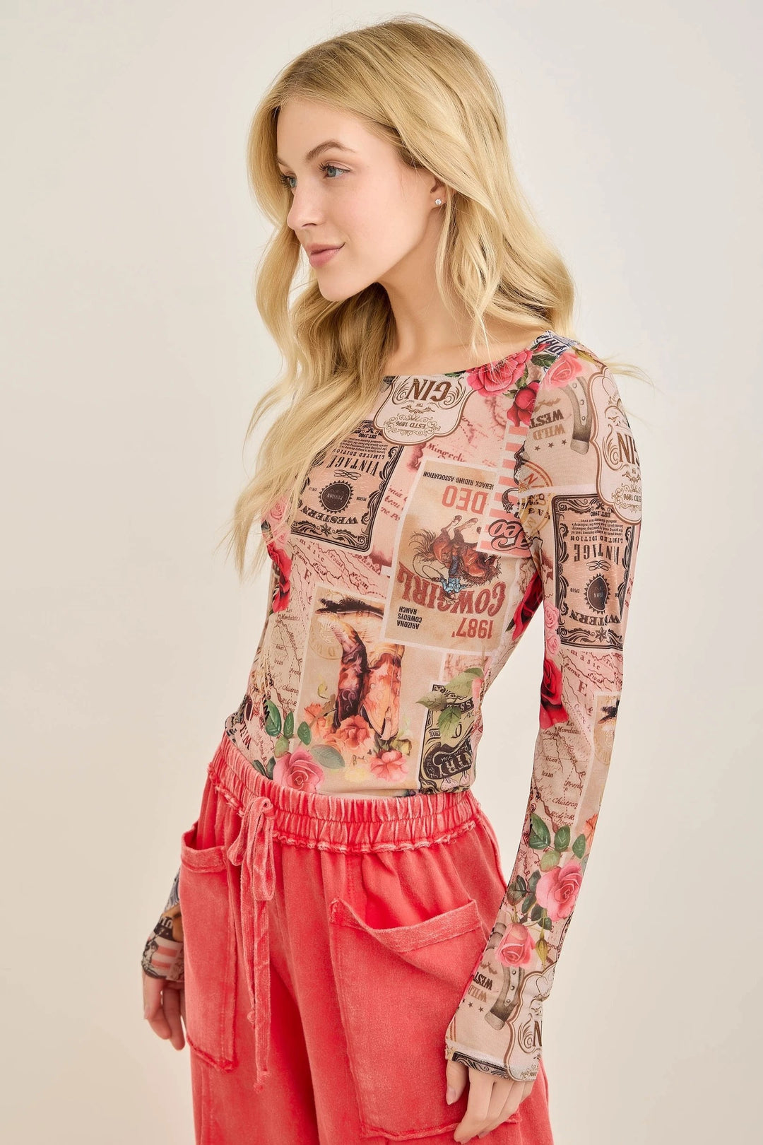 Victorian Collage Mesh Blouse