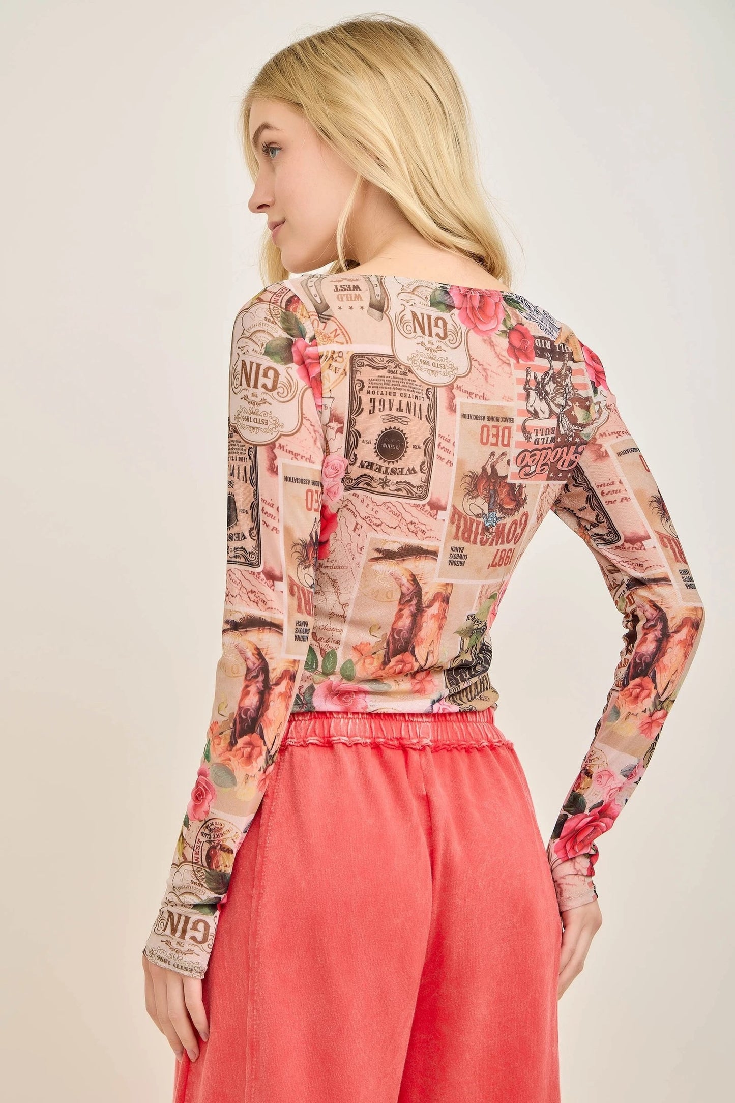 Victorian Collage Mesh Blouse