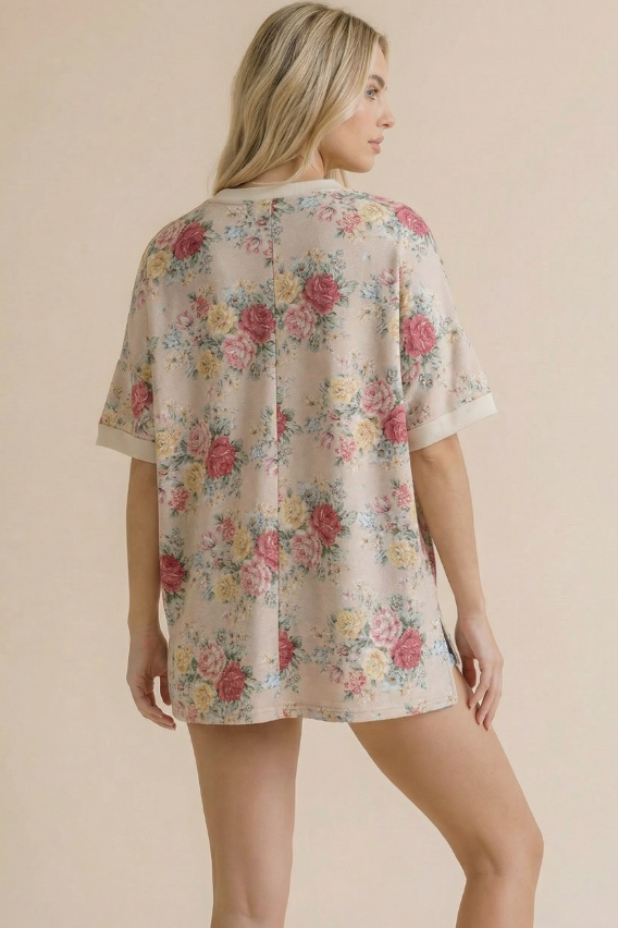 Vintage Floral Cream Top