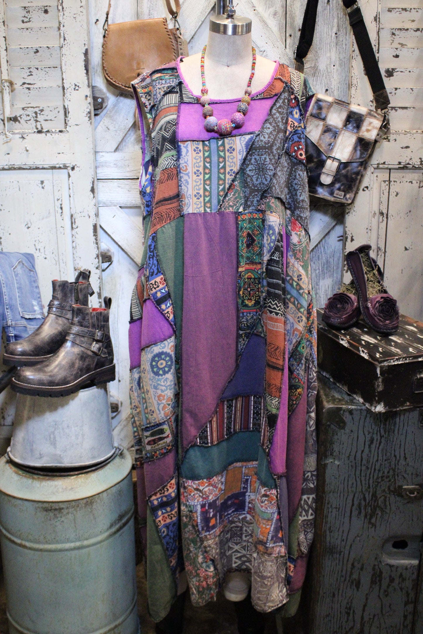 Parade of Patches Cotton Maxi Dress