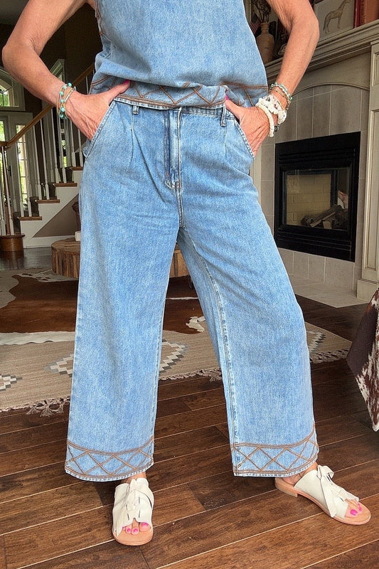 Desert Dreamer Drift Blue Wide Leg Pants