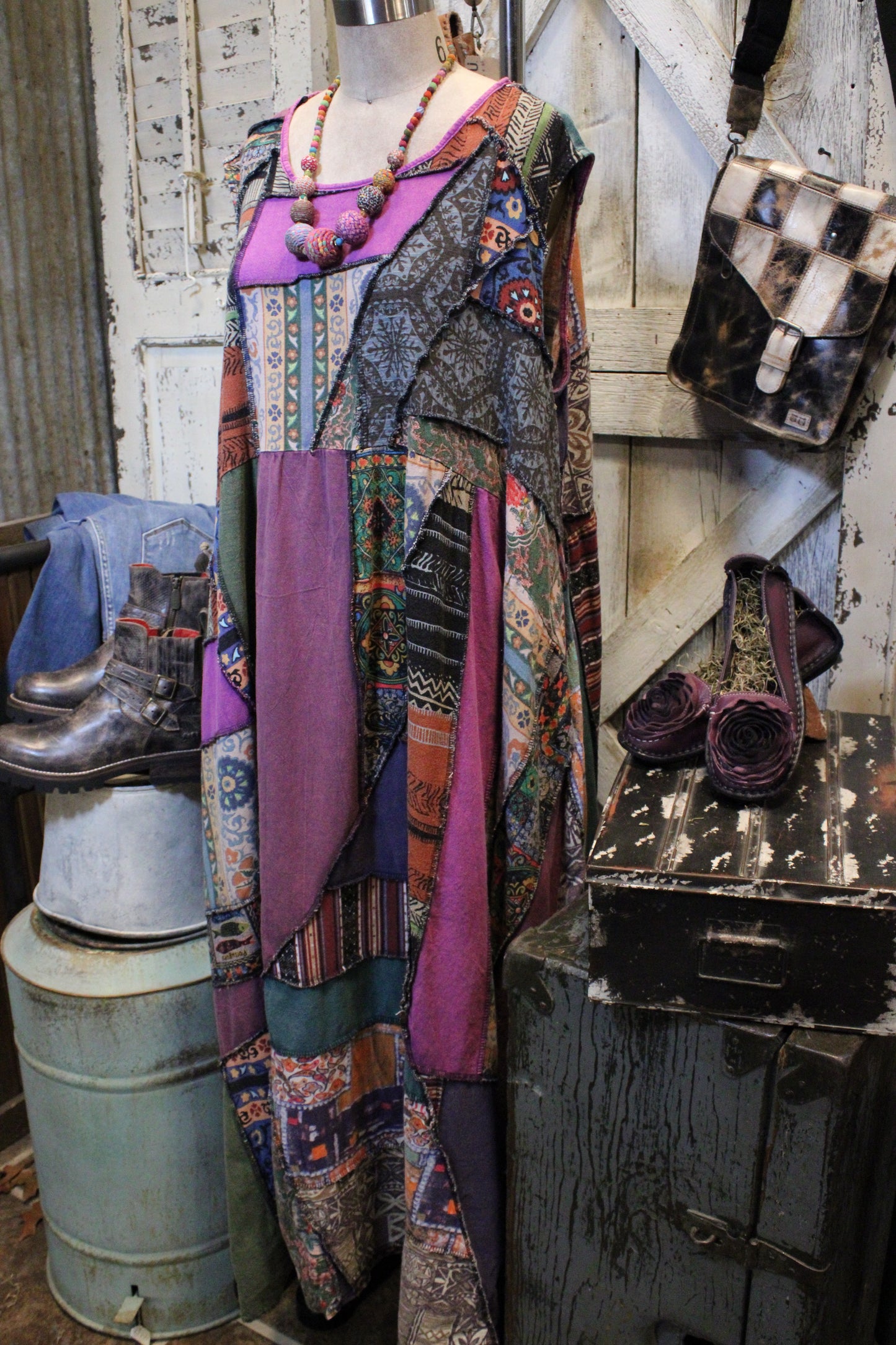 Parade of Patches Cotton Maxi Dress