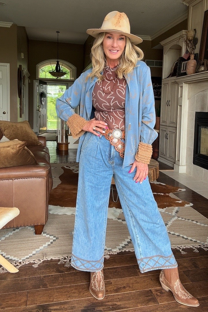 Desert Dreamer Drift Blue Wide Leg Pants