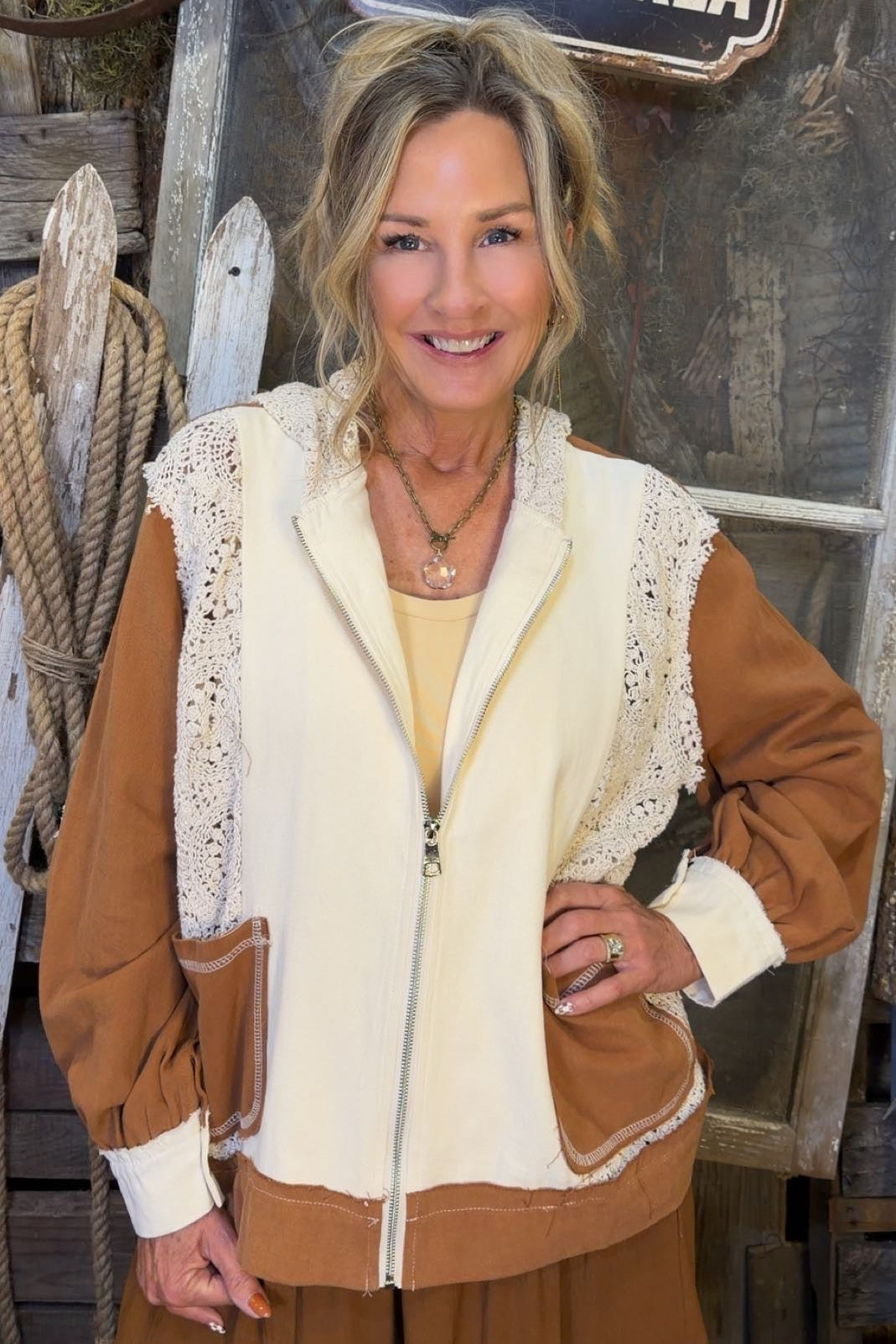 Warm Vanilla &amp; Cocoa Crochet Jacket