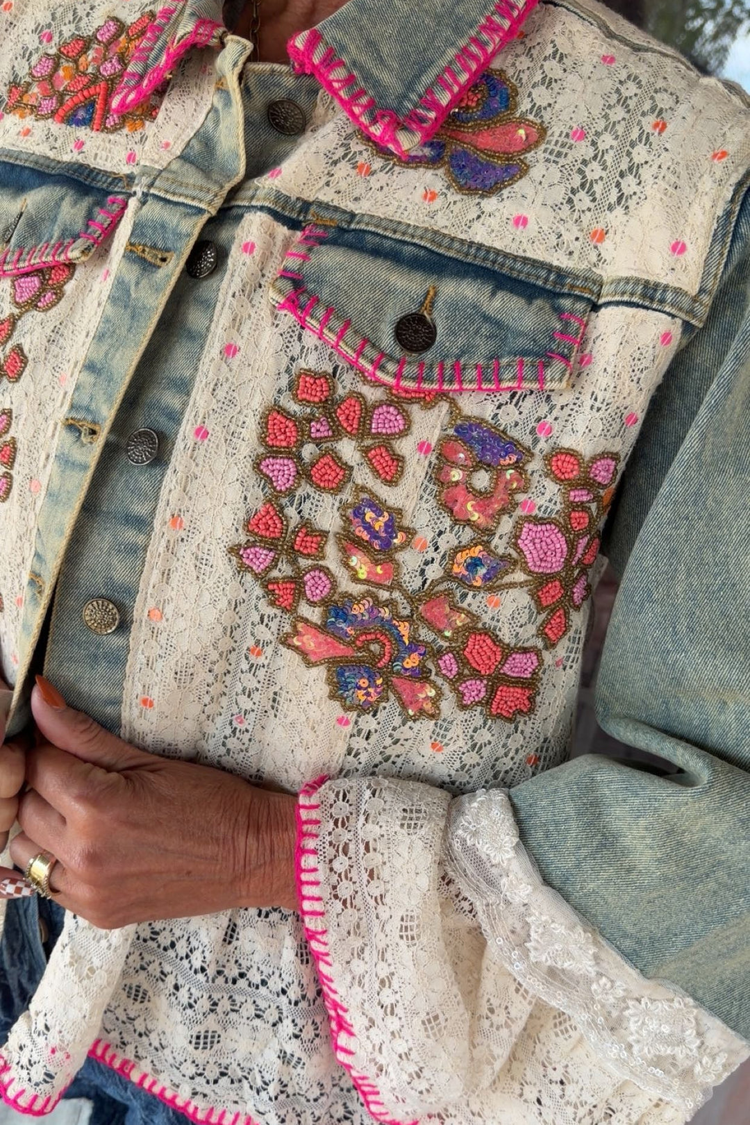 Lace &amp; Petals Denim Jacket