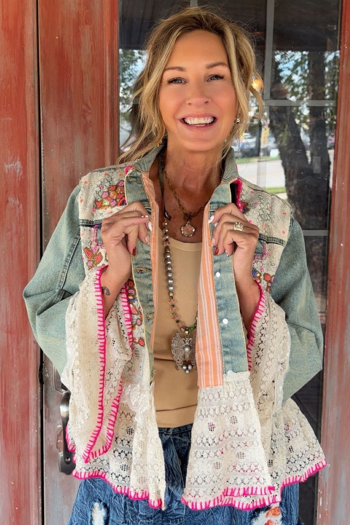 Lace &amp; Petals Denim Jacket