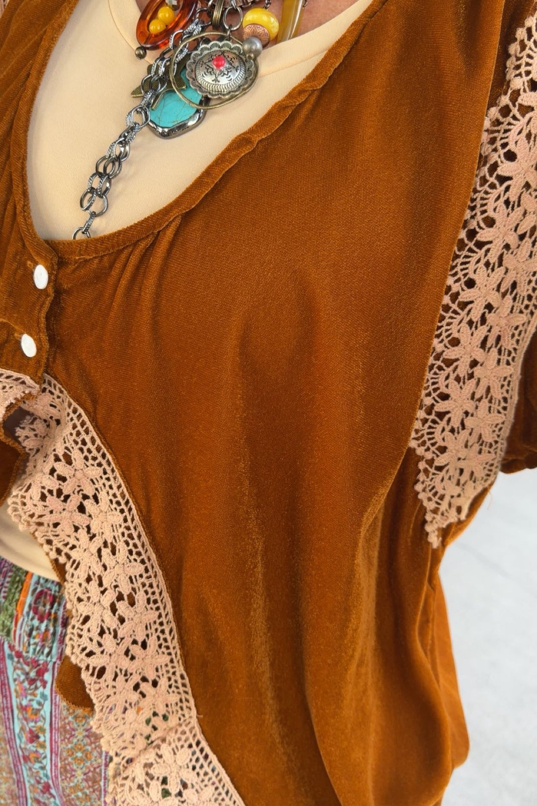 Rustic Copper Velvet Cardigan