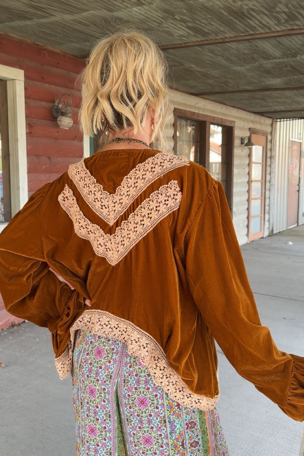 Rustic Copper Velvet Cardigan
