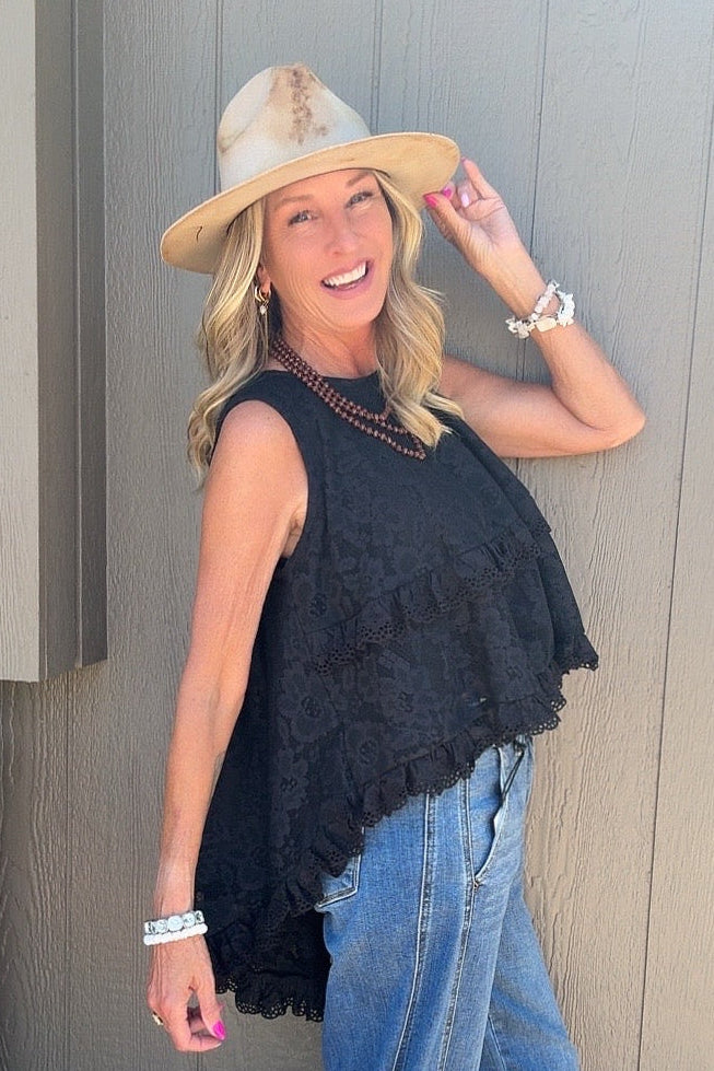 Midnight Lace High-Low Tank