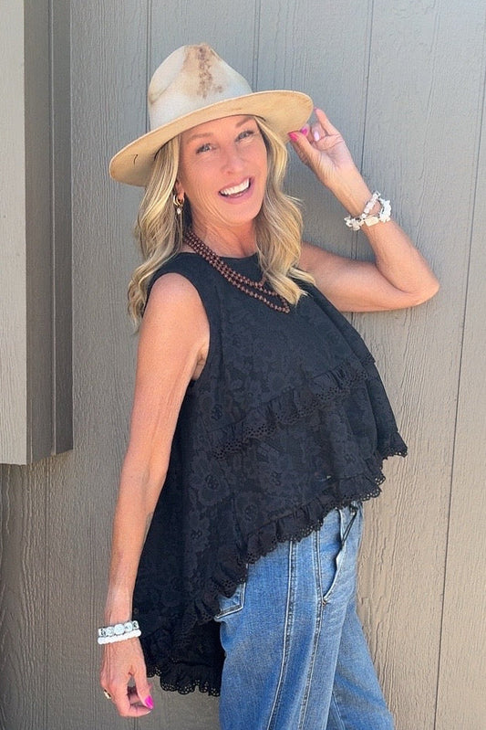 Midnight Lace High-Low Tank