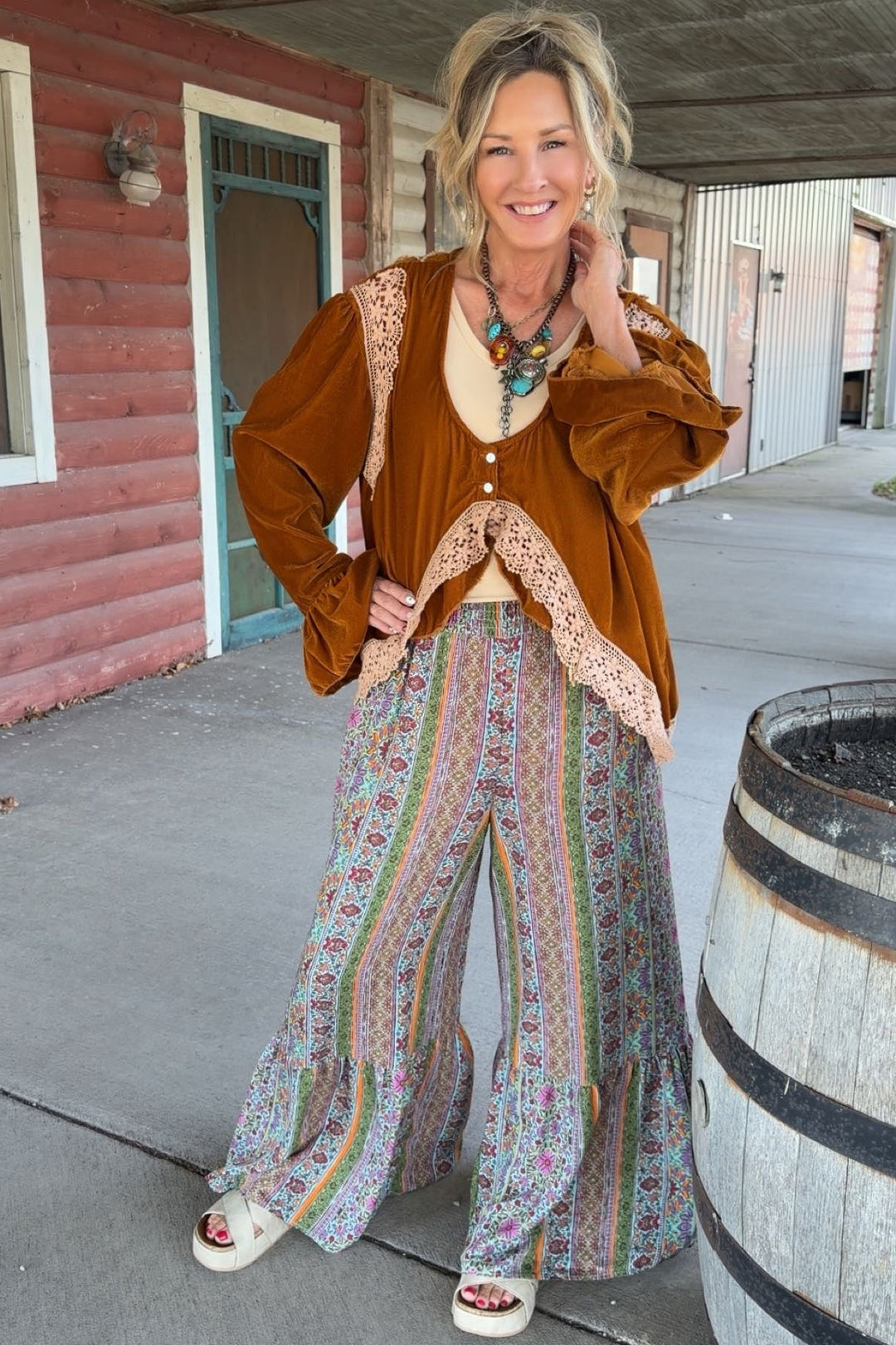 Rustic Copper Velvet Cardigan