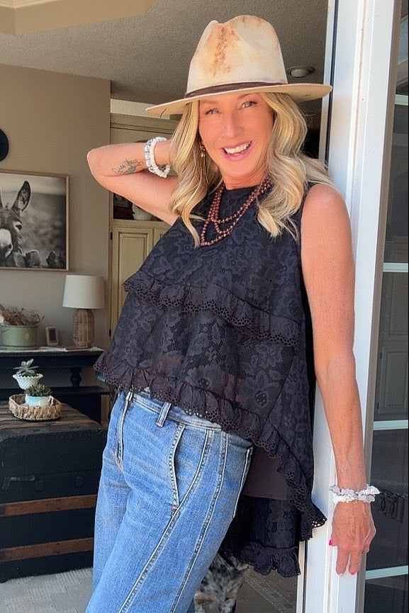 Midnight Lace High-Low Tank