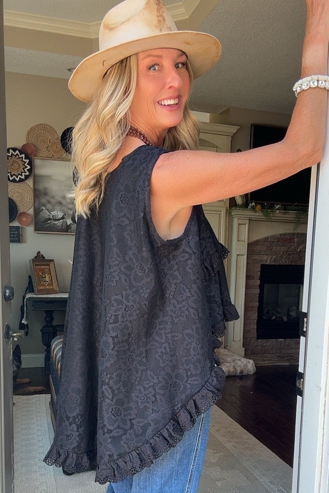 Midnight Lace High-Low Tank