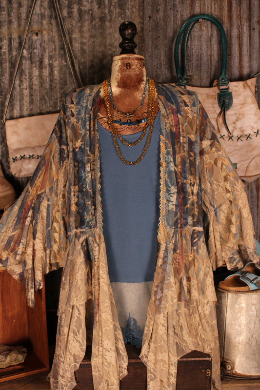 Outlaw Taupe Turquoise Geo Cardigan