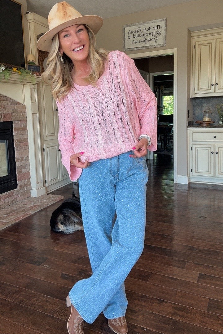 Pretty in Pearls Pink Sweater
