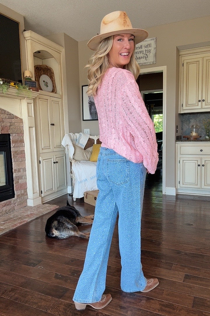 Pretty in Pearls Pink Sweater