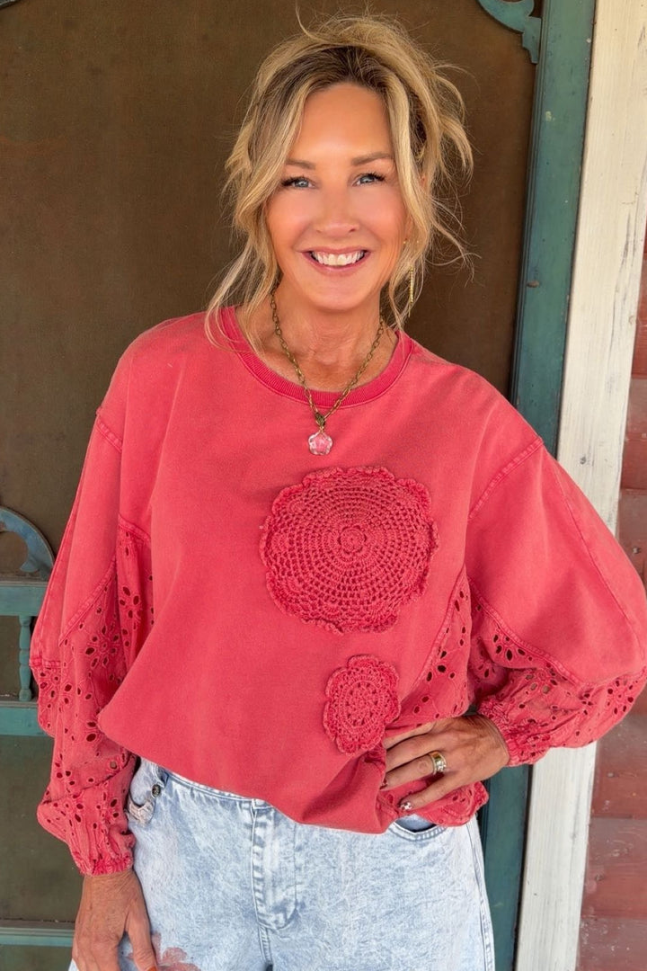 Vintage Eyelet Cherry Blouse