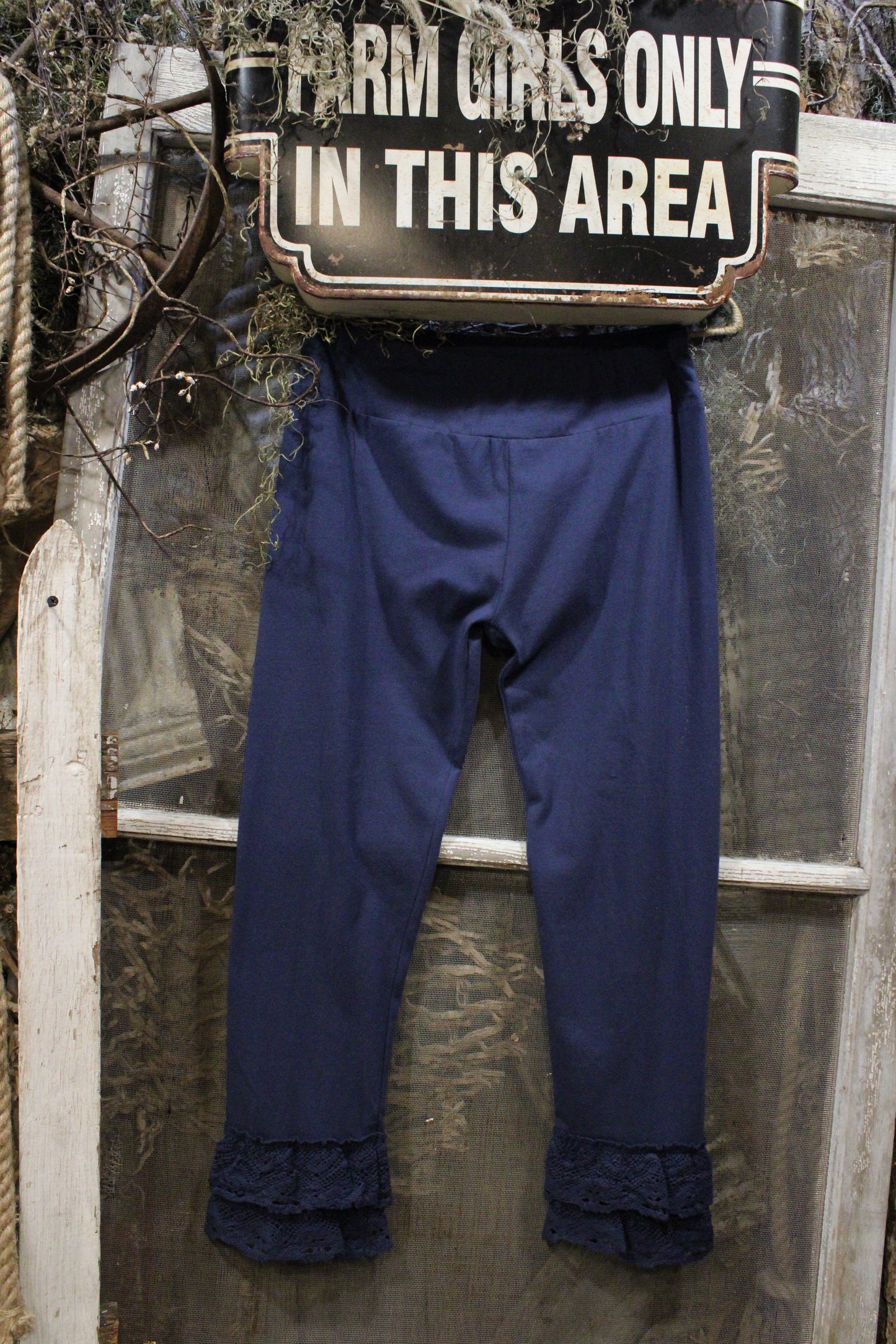 Happy Hem Navy Leggings by April Cornell