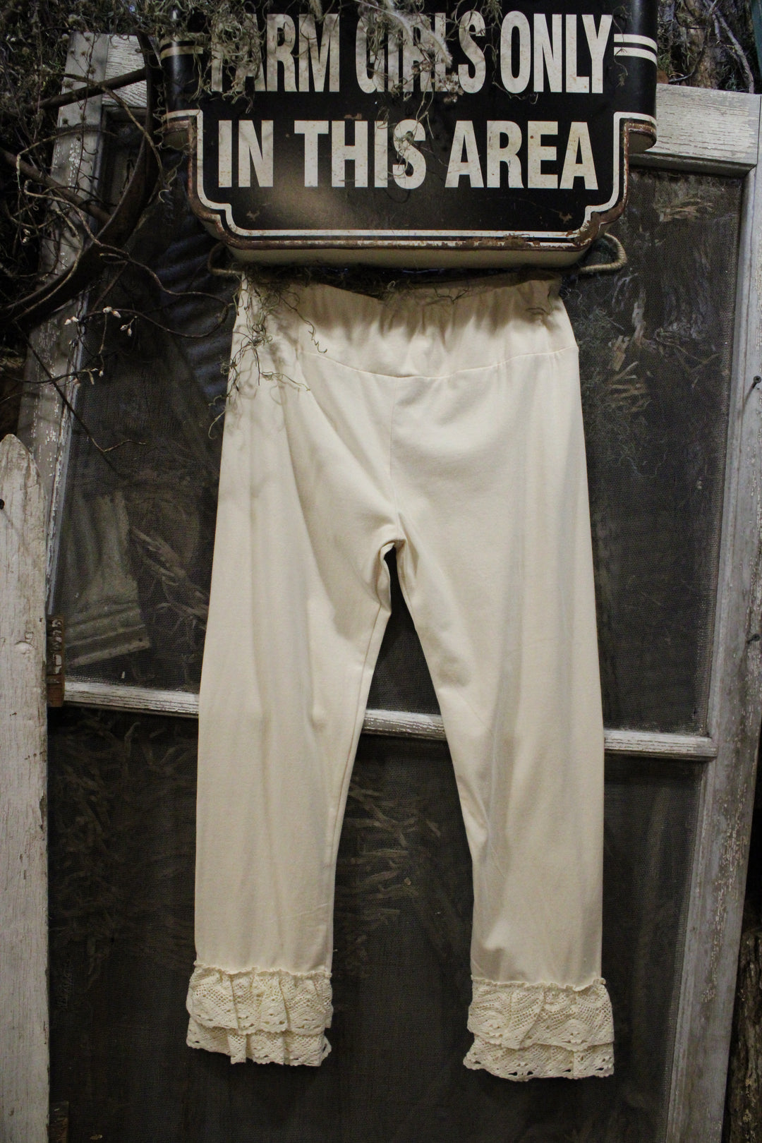 Happy Hem Cream Leggings by April Cornell