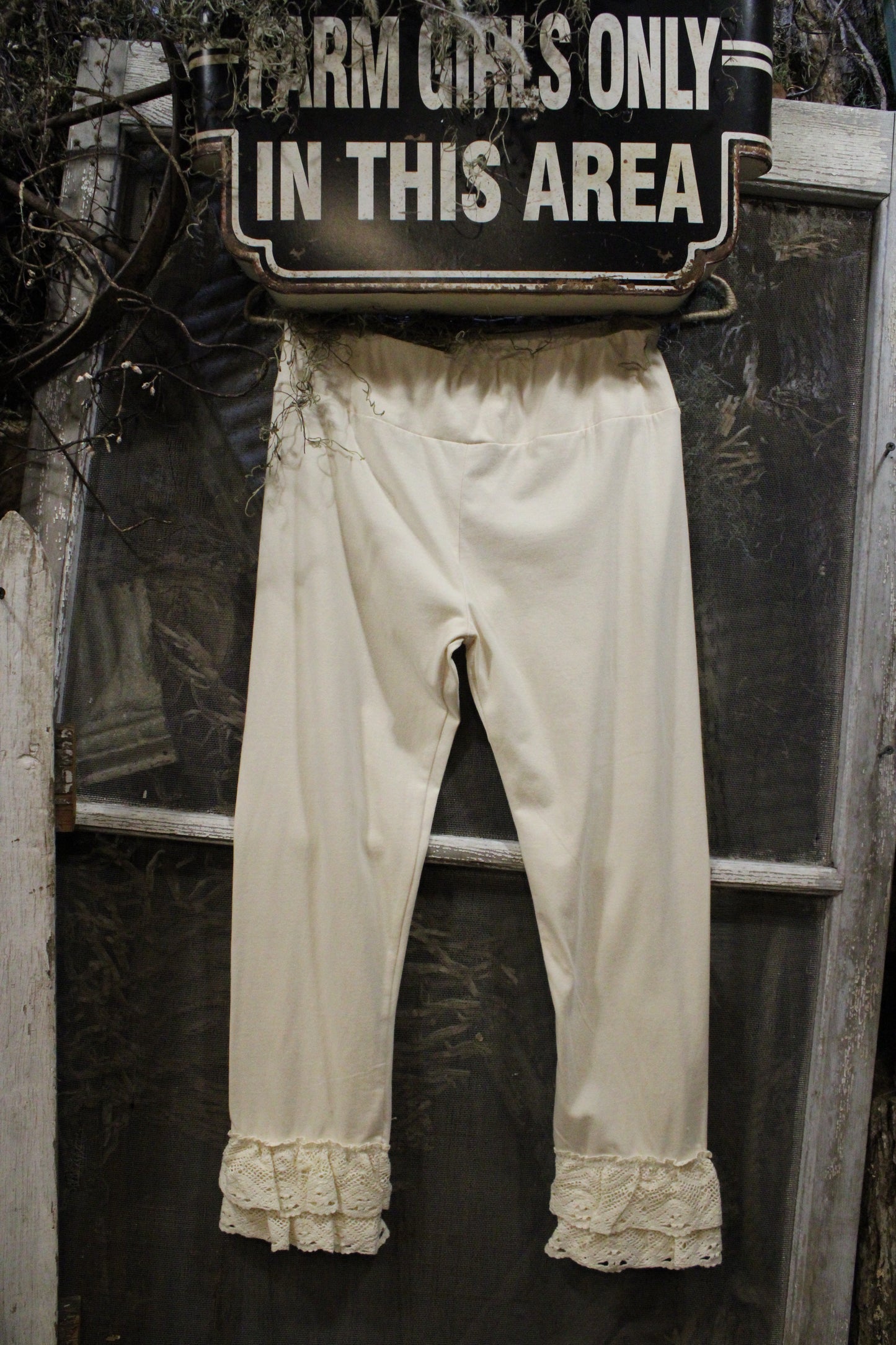 Happy Hem Cream Leggings by April Cornell