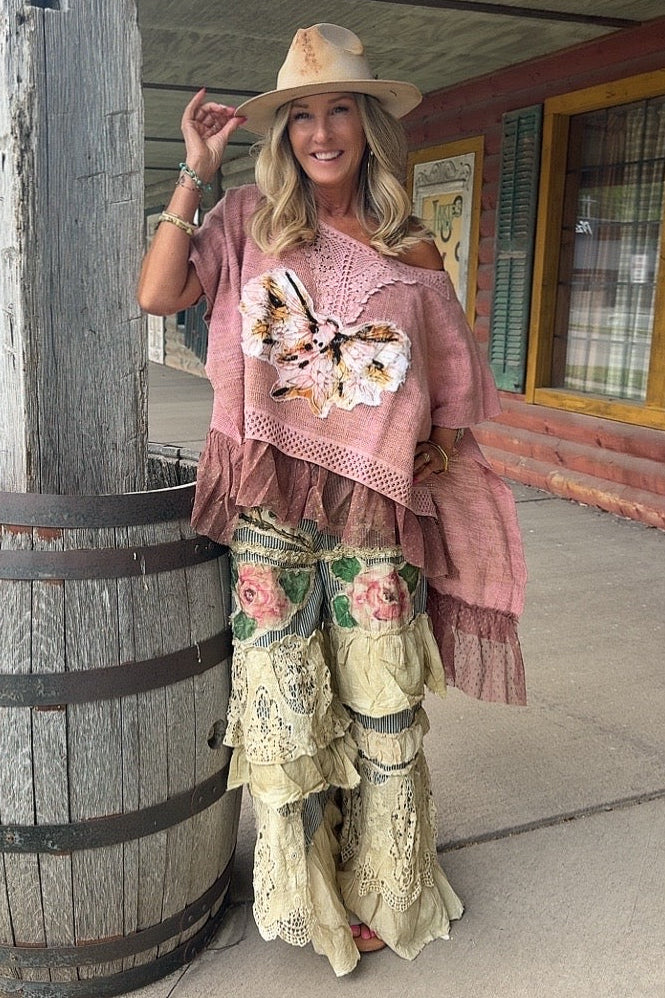 Cottage Rose Ruffle Pants