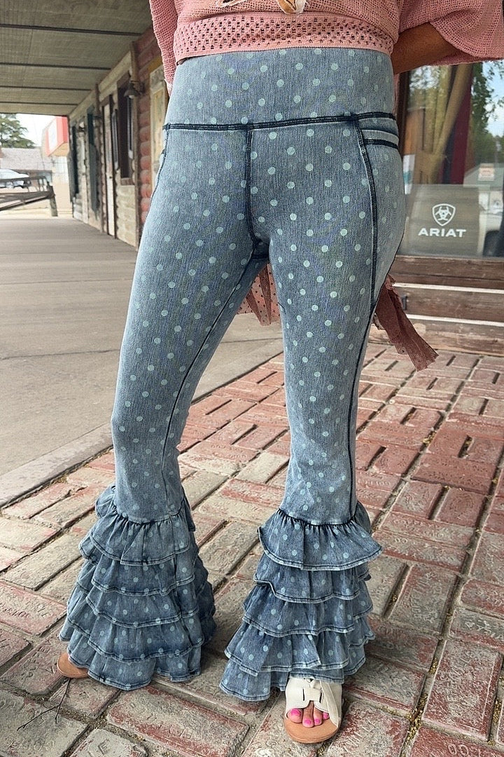 Dotty Delight Ruffle Flare Leggings