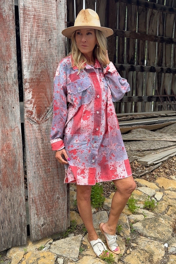 Firecracker Flare Shirt Dress