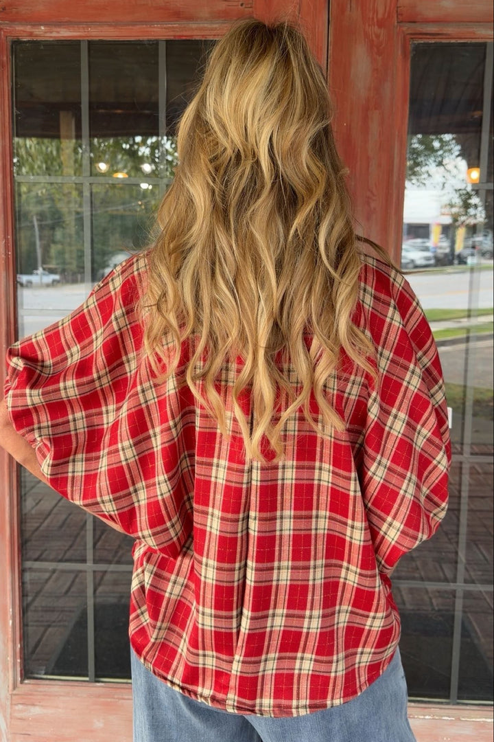 Country Christmas Plaid Blouse