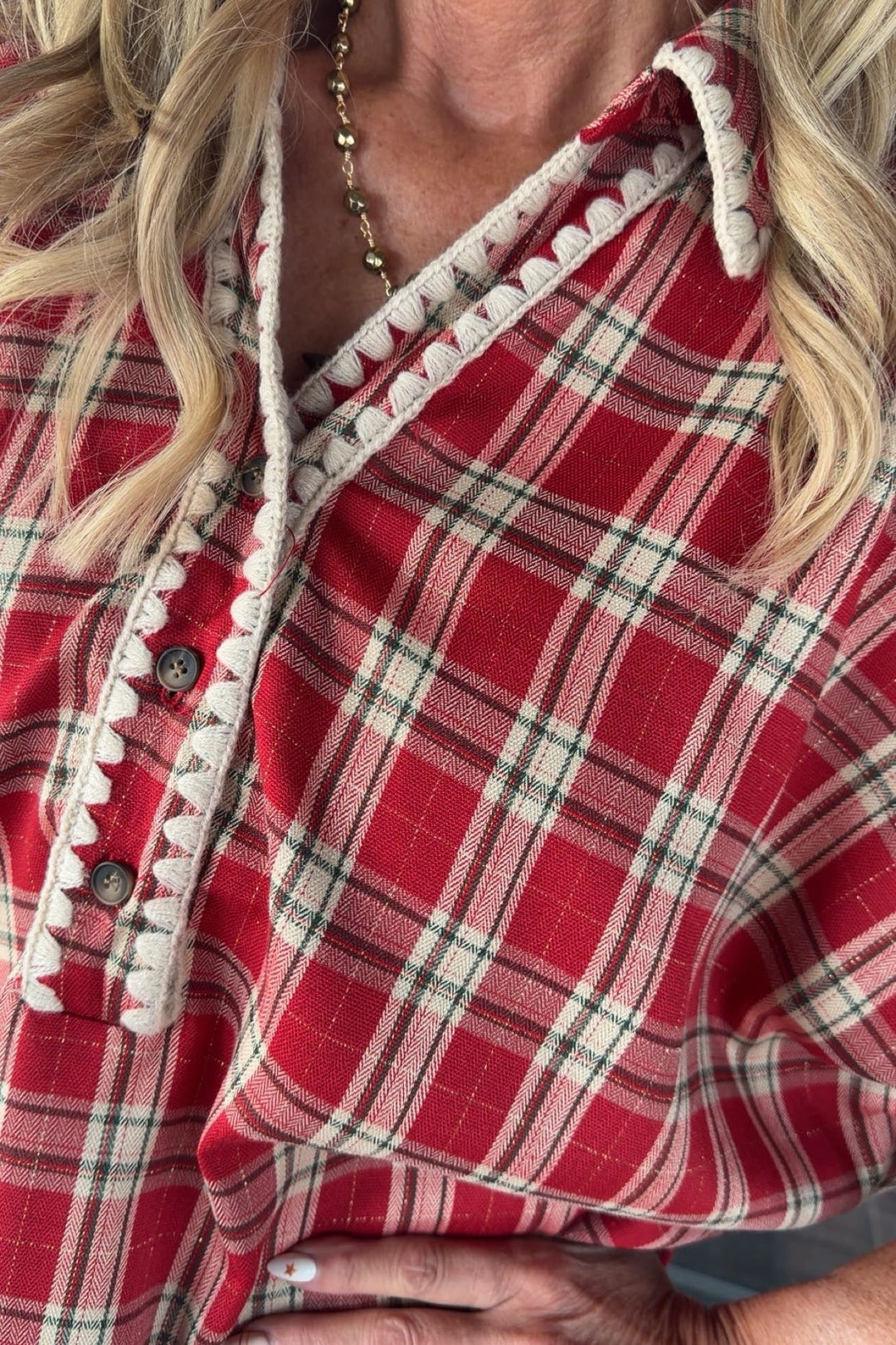 Country Christmas Plaid Blouse