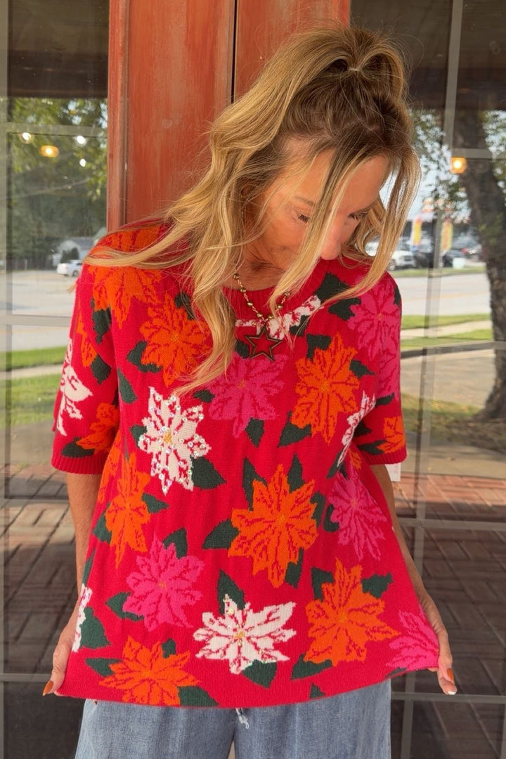 Festive Bloom Woven Top