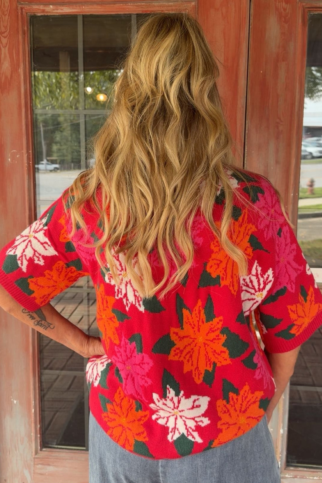 Festive Bloom Woven Top