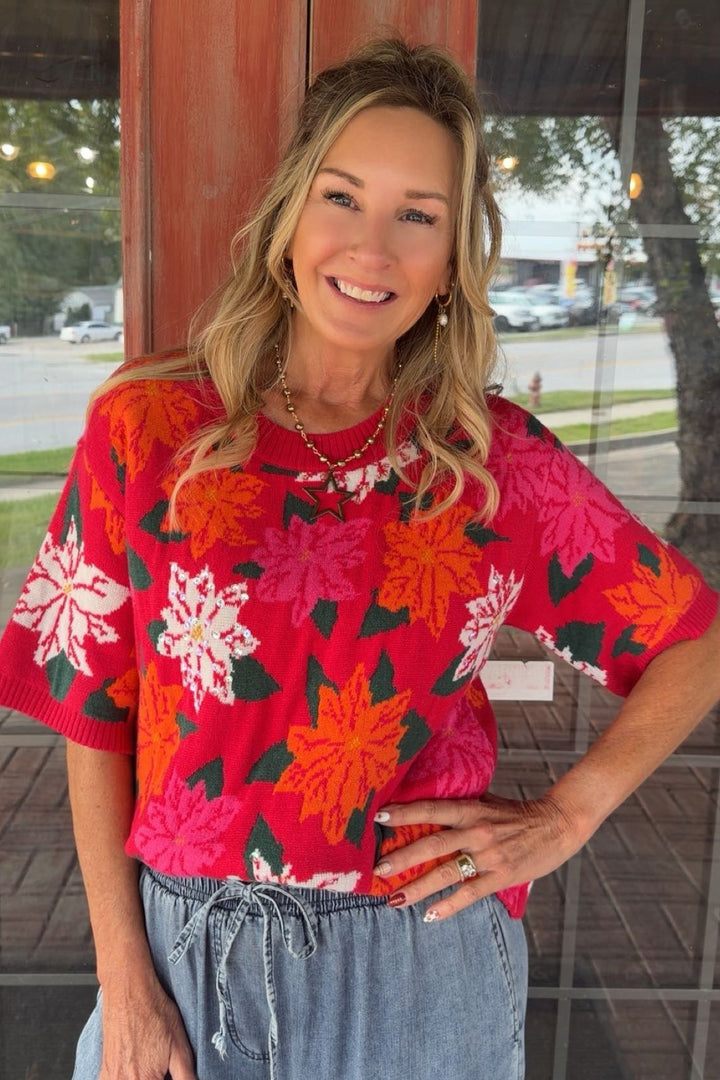 Festive Bloom Woven Top