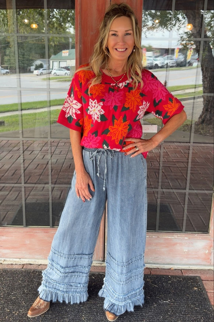 Festive Bloom Woven Top