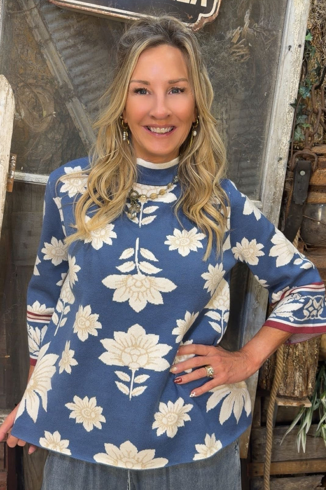 Indigo Lotus Woven Top