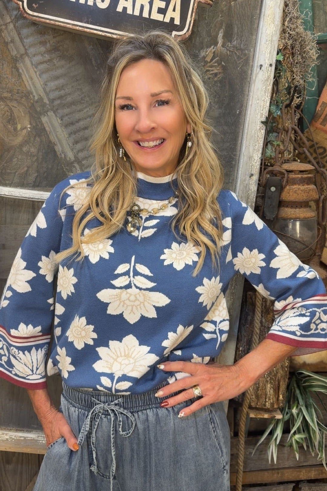 Indigo Lotus Woven Top