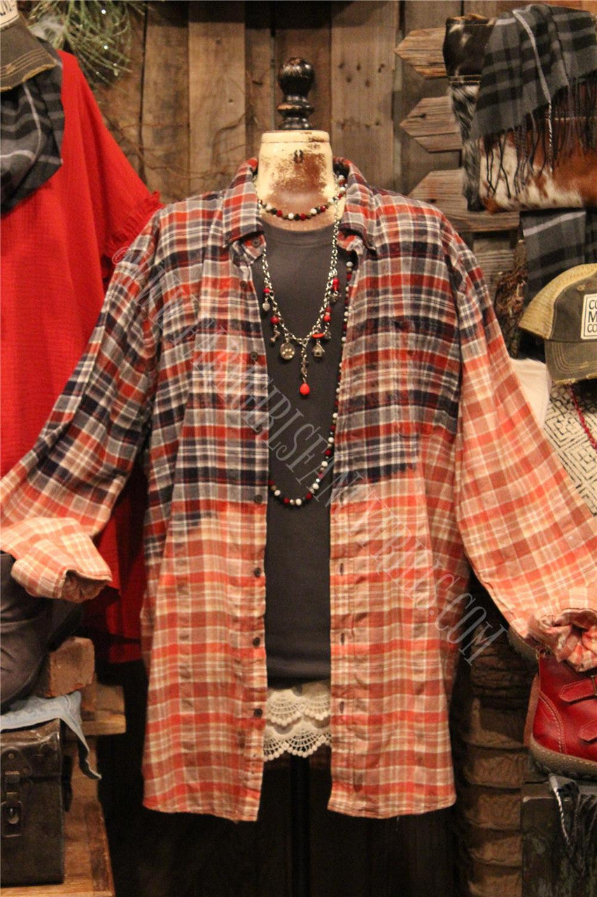 Farm Girls Fancy Frills Limited Edition Distressed Flannel With Graphic Panel