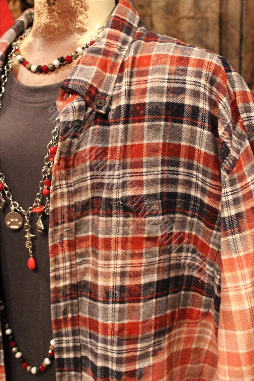 Farm Girls Fancy Frills Limited Edition Distressed Flannel With Graphic Panel