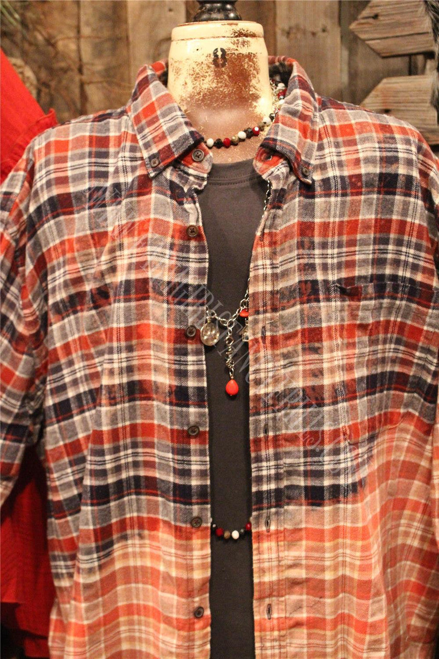 Farm Girls Fancy Frills Limited Edition Distressed Flannel With Graphic Panel