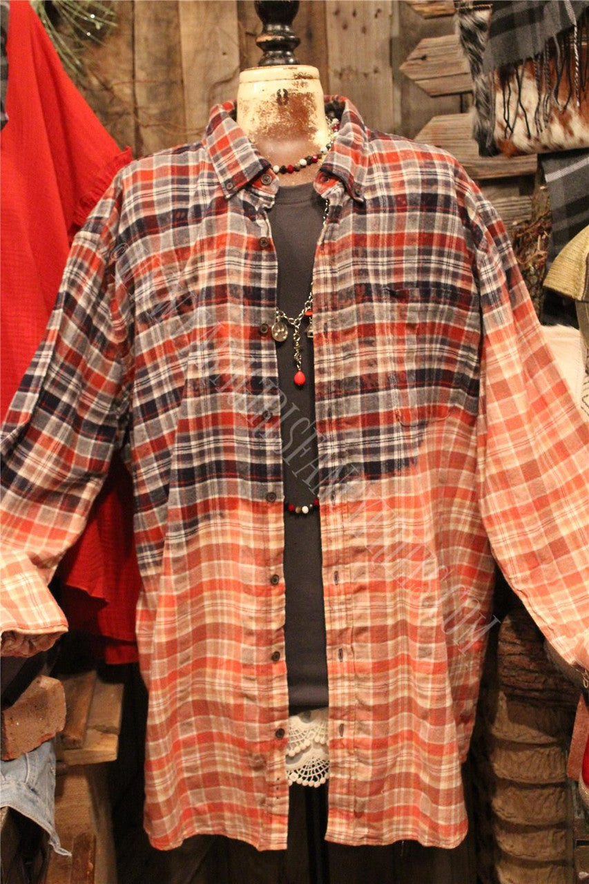 Farm Girls Fancy Frills Limited Edition Distressed Flannel With Graphic Panel