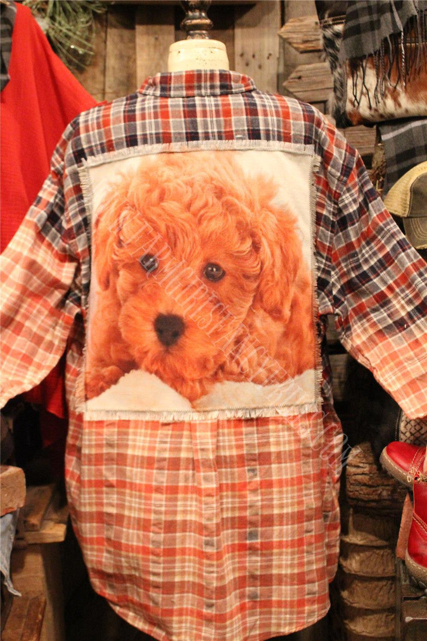 Farm Girls Fancy Frills Limited Edition Distressed Flannel With Graphic Panel