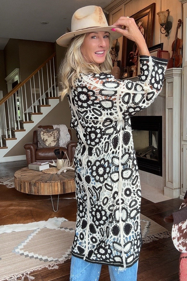 Onyx Edge Crochet Duster