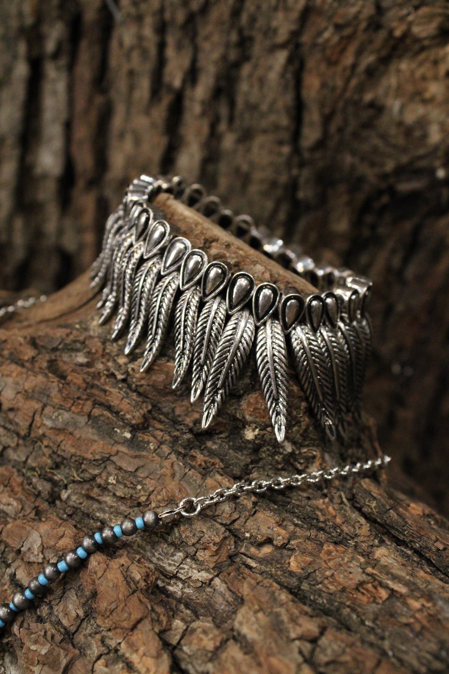 Silver Feather Stretch Bracelet