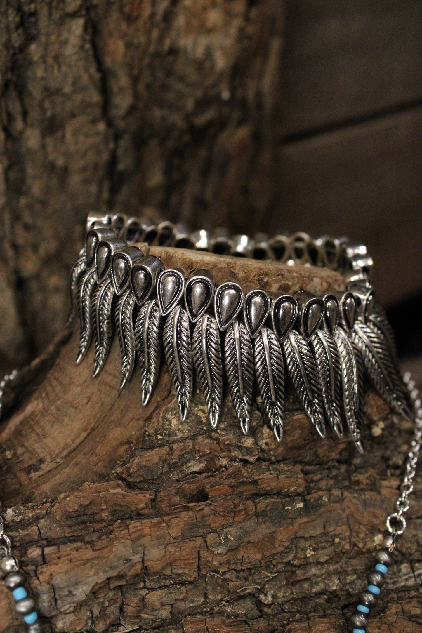Silver Feather Stretch Bracelet