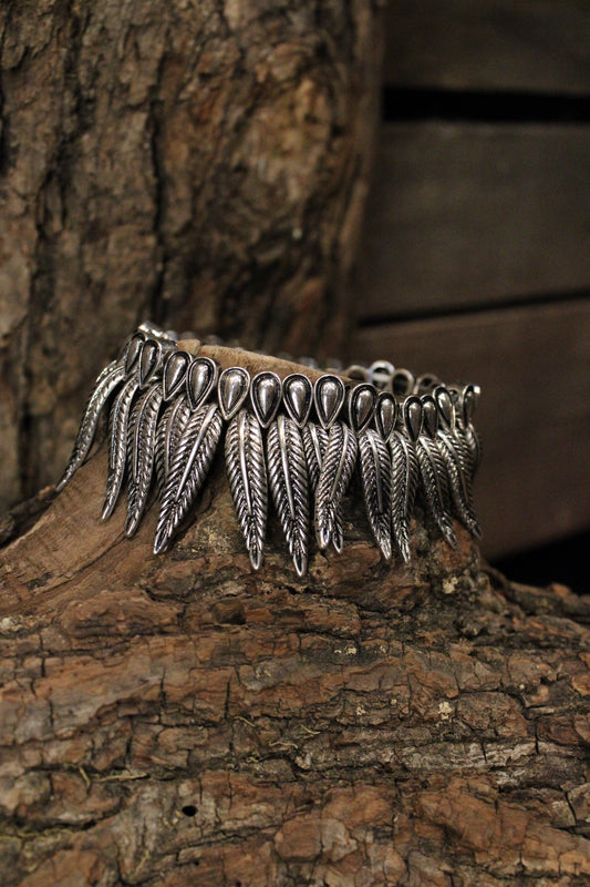 Silver Feather Stretch Bracelet