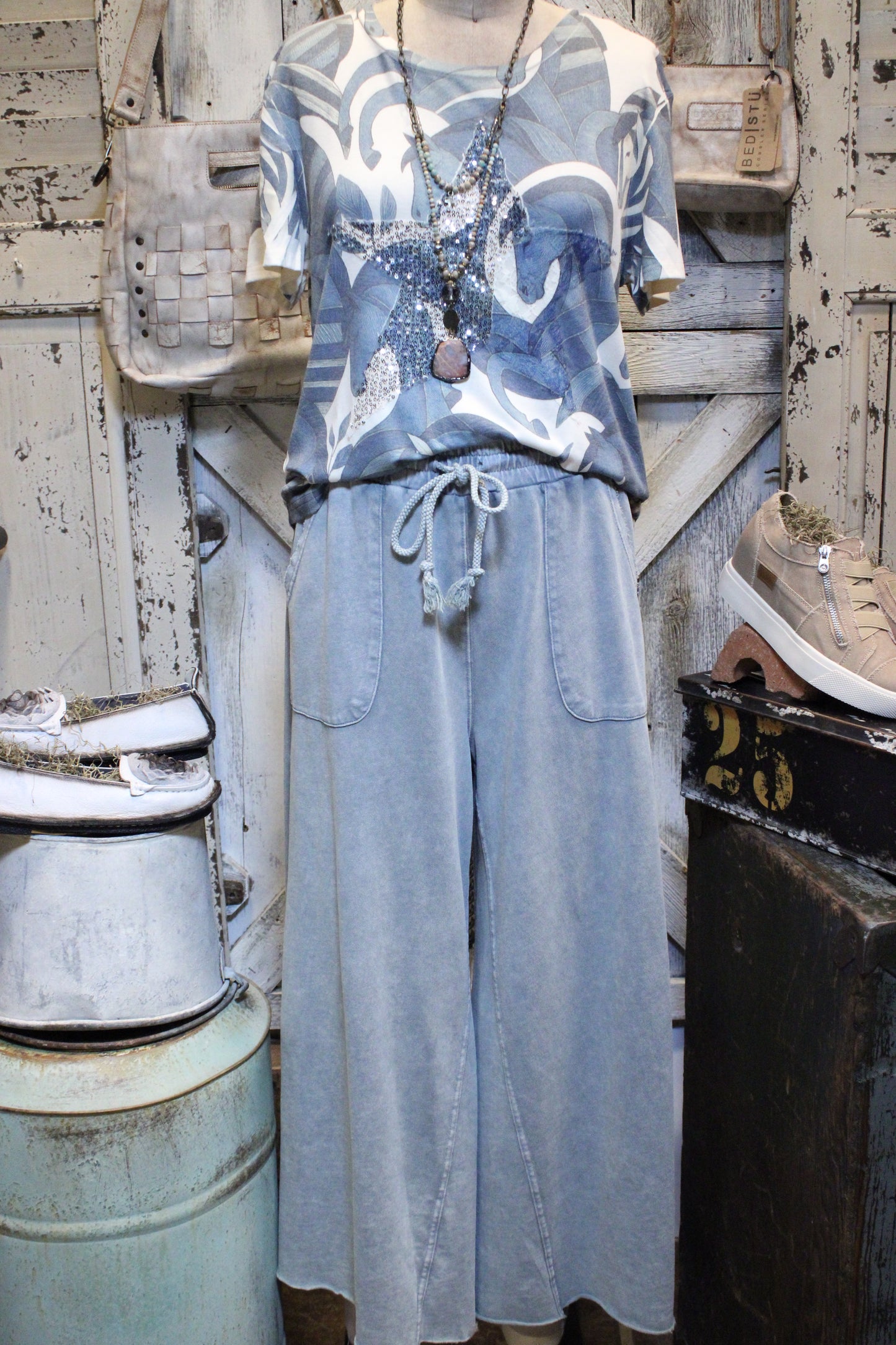 Kick Back Faded Teal Casual Pants