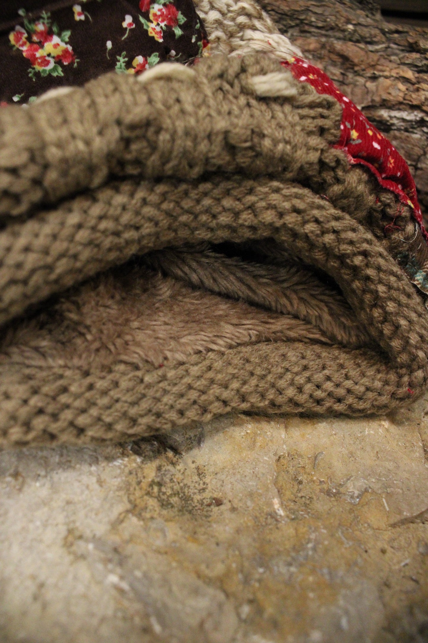 Patchwork Brown Hand-Knit Beanie