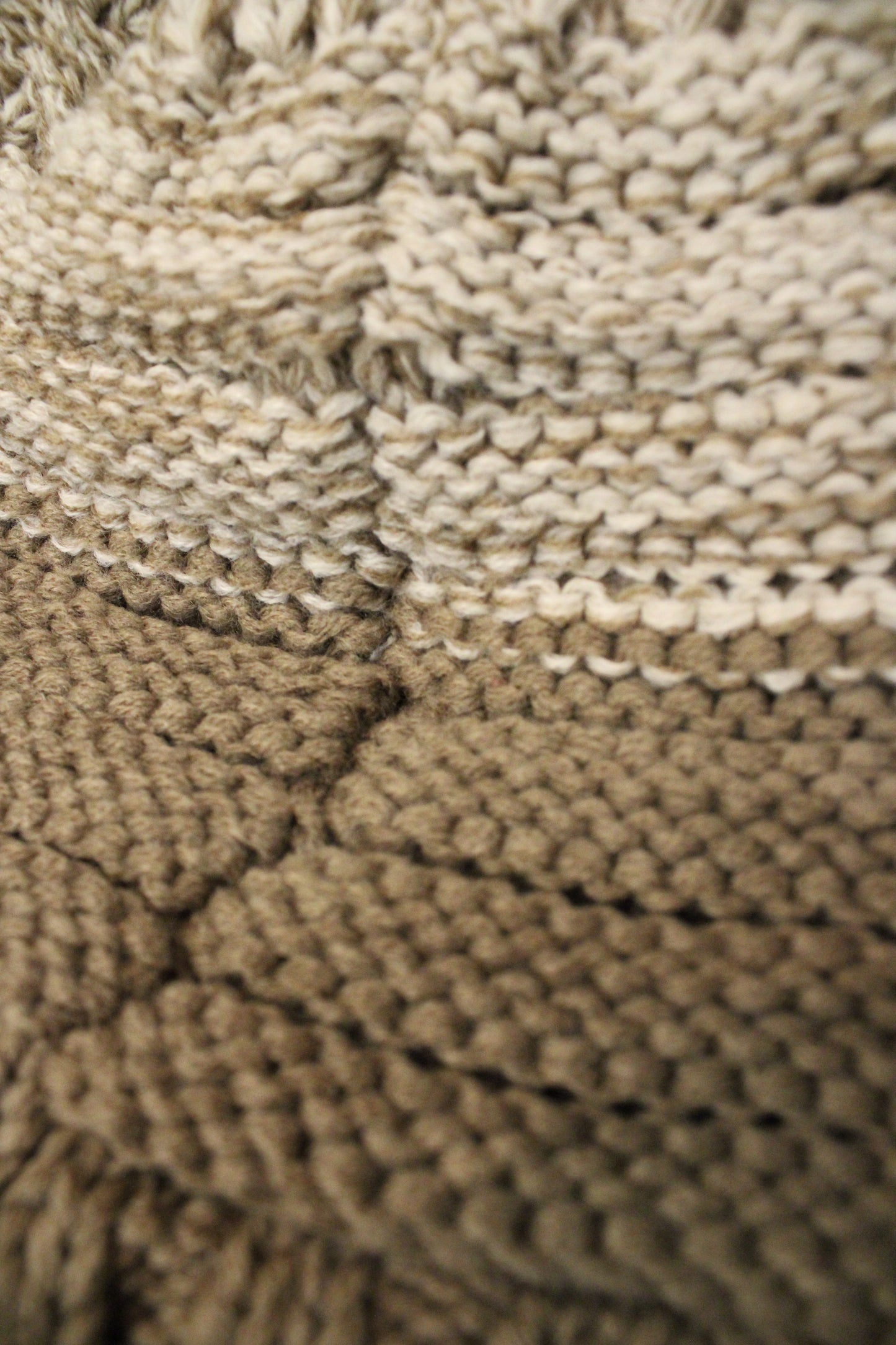 Patchwork Brown Hand-Knit Beanie