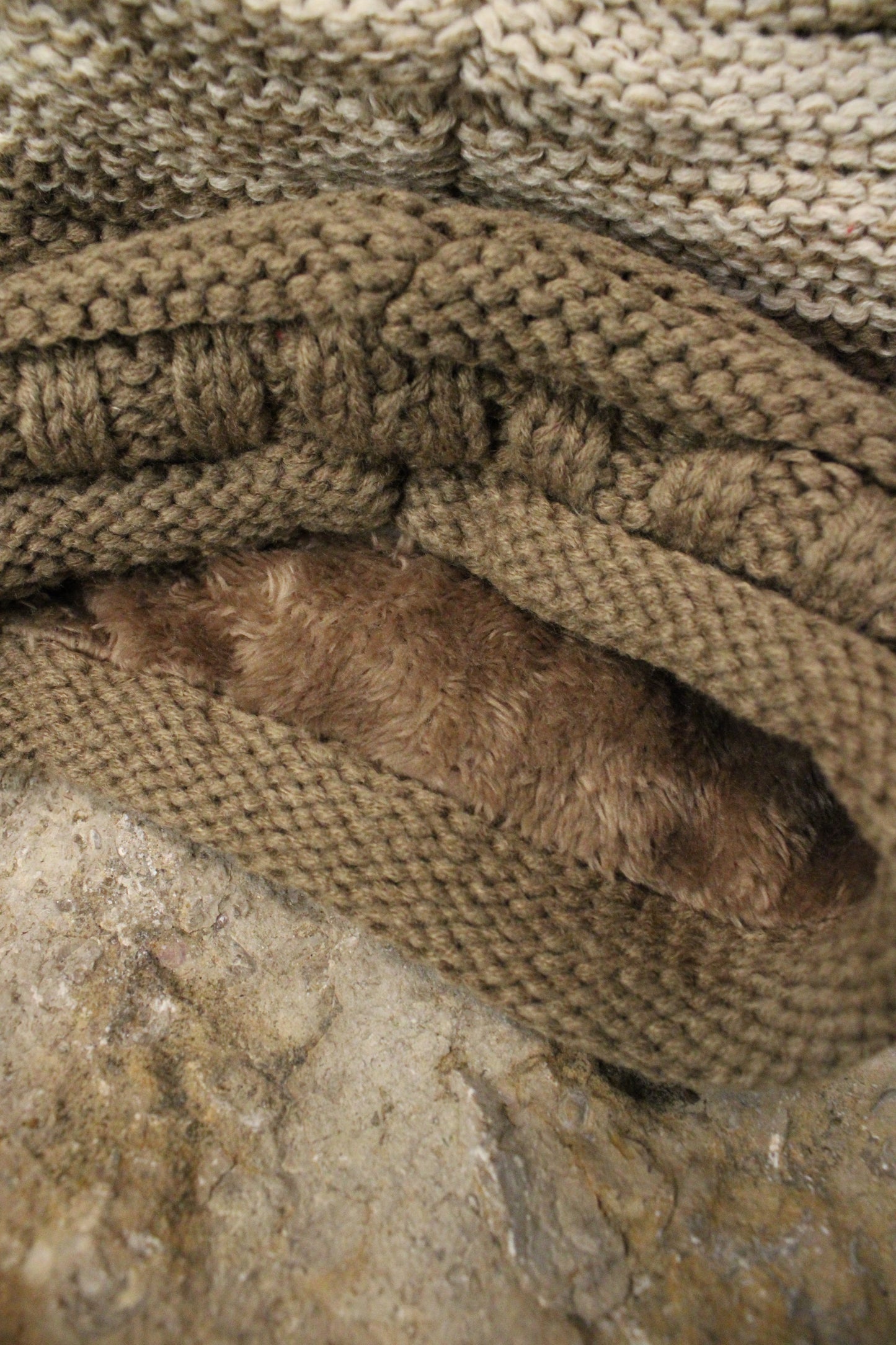 Patchwork Brown Hand-Knit Beanie