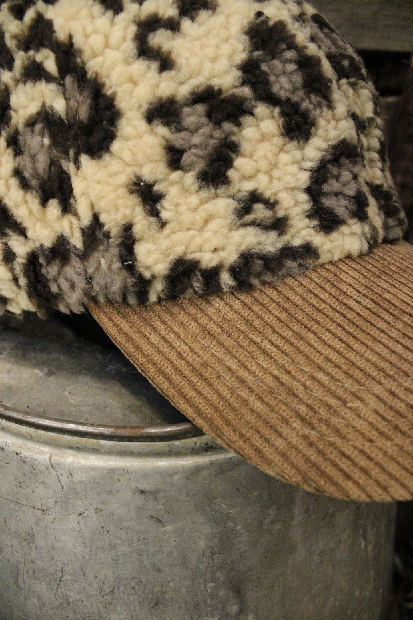 Animal Print And Corduroy Hat