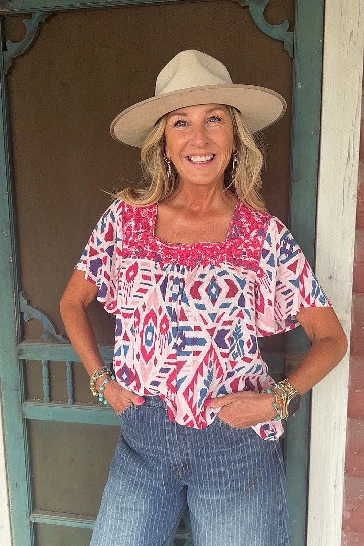 Magenta Multi-Color Blouse